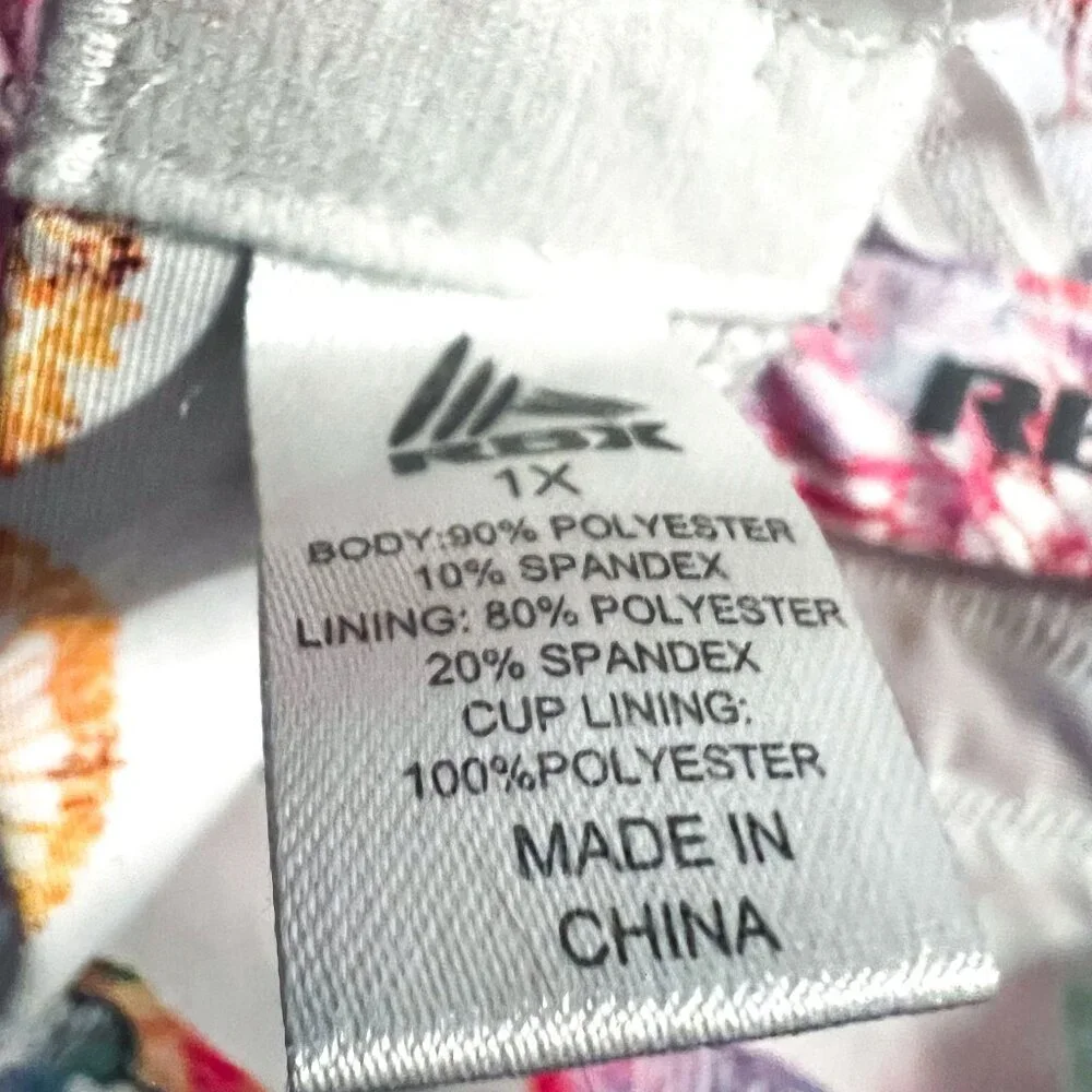 RBX Floral High Impact Strappy Criss-Cross Racerback sports bra, size 1x